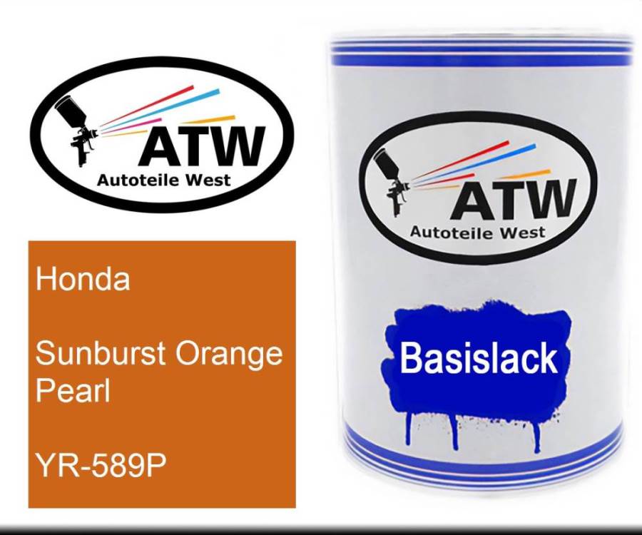 Honda, Sunburst Orange Pearl, YR-589P: 500ml Lackdose, von ATW Autoteile West.